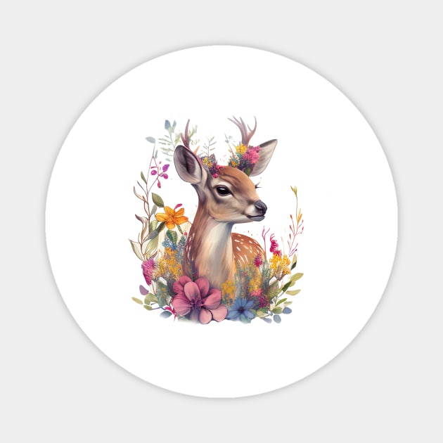 Deer Floral Magnet by Mixtgifts